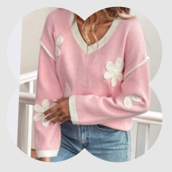 New  Pink Embroidered Sweater - Picture 2 of 5